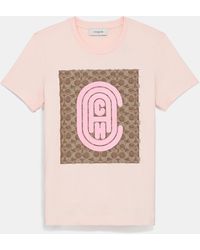 COACH Fitted Retro Signature T-shirt - Pink