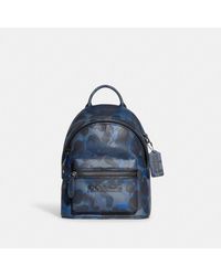 COACH Charter Backpack 18 With Camo Print - Blue