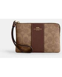 COACH - Corner Zip Wristlet With Stripe - Lyst
