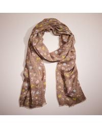 COACH - Restored Watercolor Floral Print Signature Oblong Scarf - Lyst