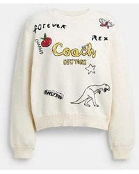 COACH - Sketch Print Crewneck Sweater - Lyst