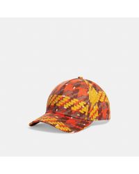 COACH Baseball Hat With Graphic Tweed Print - Orange