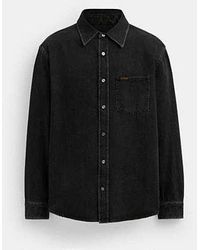 COACH - Camisa de tela vaquera negra de algodón orgánico - Lyst