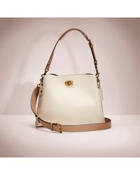 Coach Leather PENNIE Shoulder Bag ~ Colorblock Chalk/Taupe w/Black  Trim/Piping