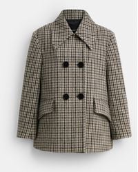 COACH - Houndstooth Wool Coat - Lyst