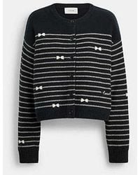 COACH - Striped Bow Cardigan - Lyst