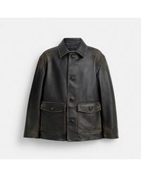 COACH - Loved Leather Shirt Jacket - Lyst