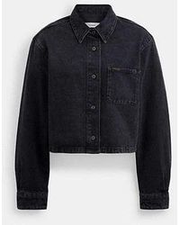 COACH - Cropped Denim Button Down - Black, Size 02 | Organic Cotton - Lyst
