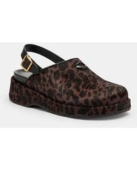 COACH - Zoccolo Plateau Con C Scolpita A Stampa Leopardata - Lyst
