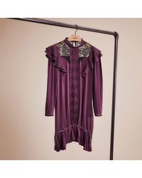 COACH - Restored Long Sleeve Dress With Ruffle Trim - Lyst