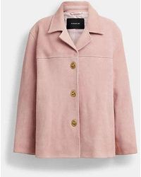 COACH - Suede Turnlock Jacket - Lyst