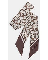 COACH - Textured Signature Print Silk Skinny Scarf - Lyst