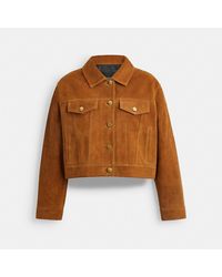 COACH - Cropped Suede Jacket - Lyst