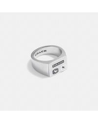 COACH - Sterling Silver Signet Ring - Lyst