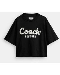 COACH - Camiseta corta de firma en cursiva - Lyst