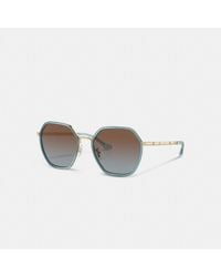 COACH - Embellished Narrow Metal Hexagon Sunglasses - Lyst