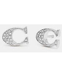 COACH - Signature Stud Earrings - Lyst