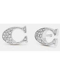 COACH - Signature Stud Earrings - Lyst