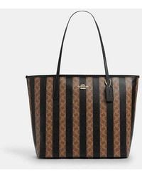 COACH - Große City Tote Aus Signature Canvas Mit Streifen - Lyst