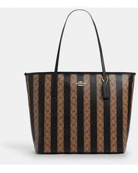 COACH - Large City Tote Bag With Stripe - Lyst