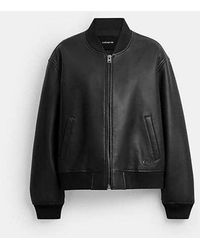 COACH - Leather Bomber - Lyst
