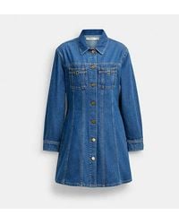 COACH - Long Sleeve Denim Dress - Lyst