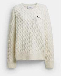 COACH - Crewneck Cable Knit Sweater - Lyst