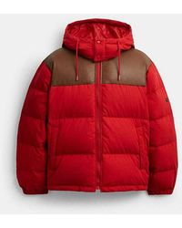 COACH - Mixed Material Down Jacket - Lyst