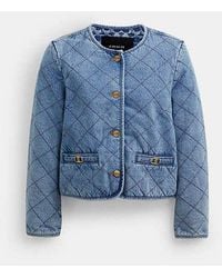 COACH - Heritage C Quilted Denim Jacket - Blue, Size X-small | 65% Polyester, 35% Cotton Lining - Lyst