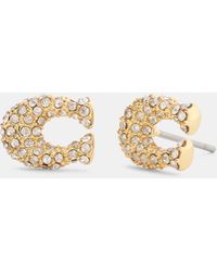 COACH - Pavé C Stud Earrings - Lyst