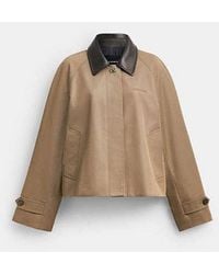 COACH - Swing Trench Coat With Leather Collar - Lyst