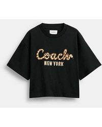 COACH - New Year Snake Script Cropped T Shirt In Organic Cotton - Lyst