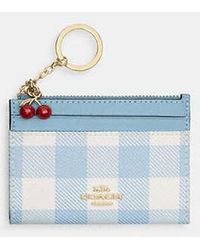COACH - Mini Id Case With Gingham Print And Charm - Lyst