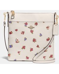 coach kitt messenger crossbody rose print chalk