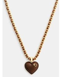 COACH - Bold Heart Mixed Chain Necklace - Lyst