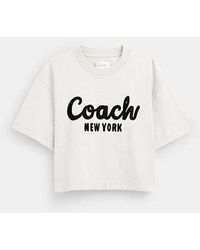 COACH - Camiseta corta de firma en cursiva - Lyst