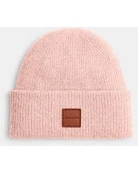 COACH - Bonnet En Maille Avec Patch En Cuir En - Lyst