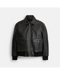COACH - Loved Leather Bomber Jacket - Lyst