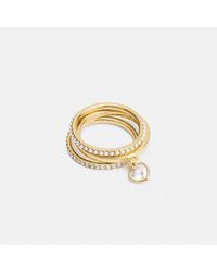 COACH - Pearl Heart Ring Set - Lyst