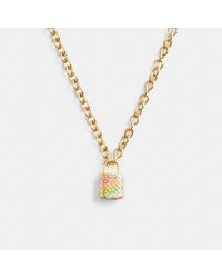 COACH - Signature Rainbow Quilted Lock Pendant Necklace - Lyst