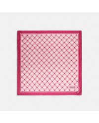 COACH Tea Rose Print Silk Square Scarf - Pink