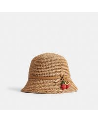 COACH - Straw Bucket Hat With Cherry Detail - Lyst