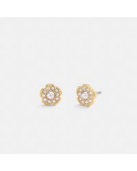 COACH - Pavé Tea Rose Stud Earrings - Lyst