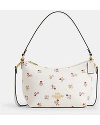 COACH - Zip Top Shoulder Bag With Heart Print - Lyst