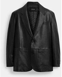 COACH - Leather Blazer - Lyst