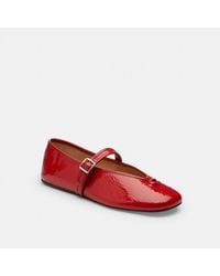 COACH - Sculpted C Crinkle Patent Leather Soft Mary Jane Flat Shoes - Lyst