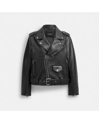 COACH Zipped Biker Jacket in Pink | Lyst