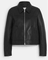 COACH Leather Rexy Varsity Jacket in Black | Lyst