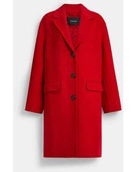 COACH - Single Breasted Double Faced Wool Coat - Lyst
