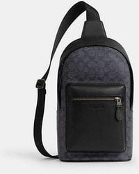 COACH - Signature Charcoal Cross-Body Pack - Lyst